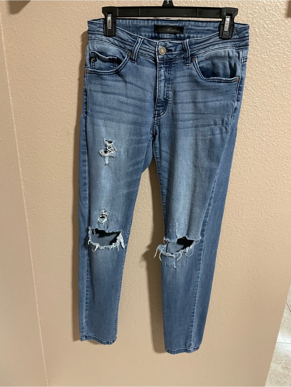 Women’s Distressed Slim Fit Jeans - Blue Denim